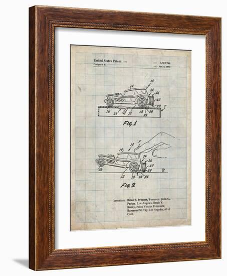 PP1020-Antique Grid Parchment Rubber Band Toy Car Patent Poster-Cole Borders-Framed Giclee Print