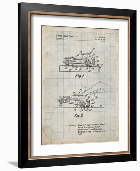 PP1020-Antique Grid Parchment Rubber Band Toy Car Patent Poster-Cole Borders-Framed Giclee Print