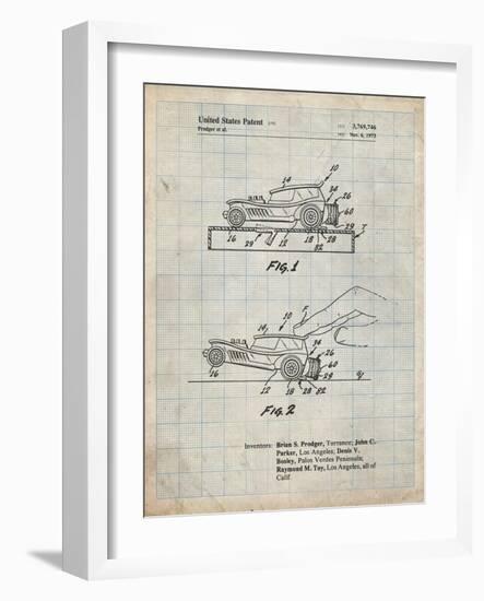 PP1020-Antique Grid Parchment Rubber Band Toy Car Patent Poster-Cole Borders-Framed Giclee Print