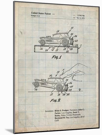 PP1020-Antique Grid Parchment Rubber Band Toy Car Patent Poster-Cole Borders-Mounted Giclee Print