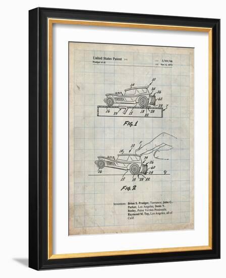 PP1020-Antique Grid Parchment Rubber Band Toy Car Patent Poster-Cole Borders-Framed Giclee Print