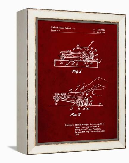 PP1020-Burgundy Rubber Band Toy Car Patent Poster-Cole Borders-Framed Premier Image Canvas