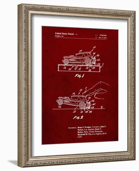 PP1020-Burgundy Rubber Band Toy Car Patent Poster-Cole Borders-Framed Giclee Print