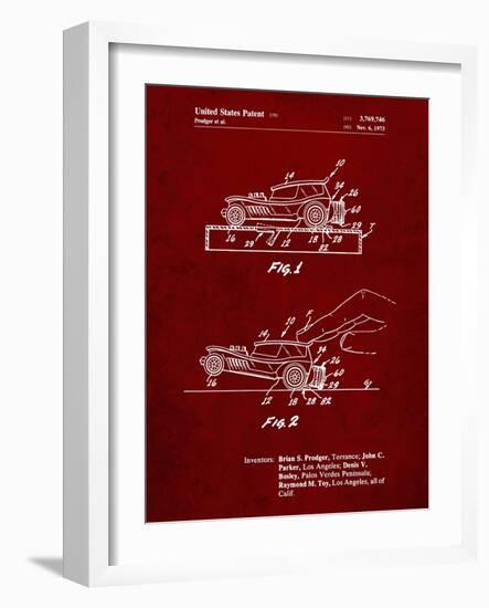 PP1020-Burgundy Rubber Band Toy Car Patent Poster-Cole Borders-Framed Giclee Print