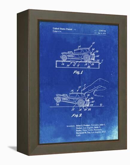 PP1020-Faded Blueprint Rubber Band Toy Car Patent Poster-Cole Borders-Framed Premier Image Canvas