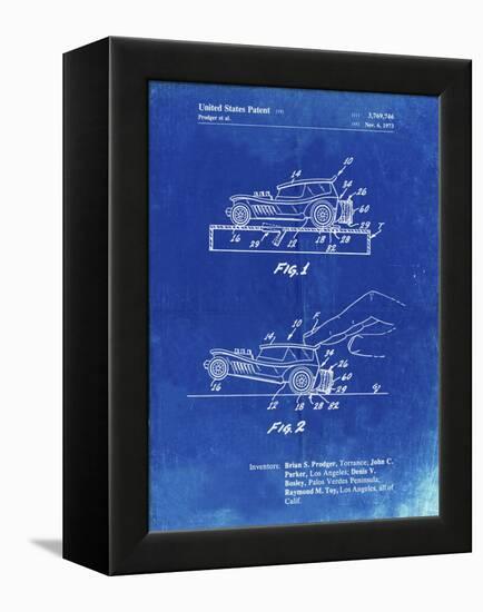 PP1020-Faded Blueprint Rubber Band Toy Car Patent Poster-Cole Borders-Framed Premier Image Canvas