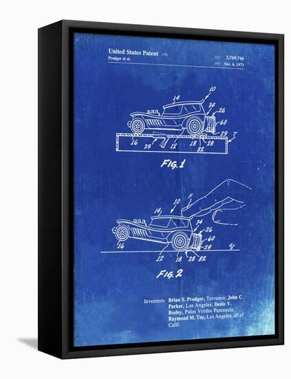 PP1020-Faded Blueprint Rubber Band Toy Car Patent Poster-Cole Borders-Framed Premier Image Canvas