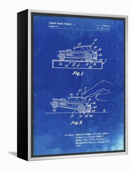 PP1020-Faded Blueprint Rubber Band Toy Car Patent Poster-Cole Borders-Framed Premier Image Canvas