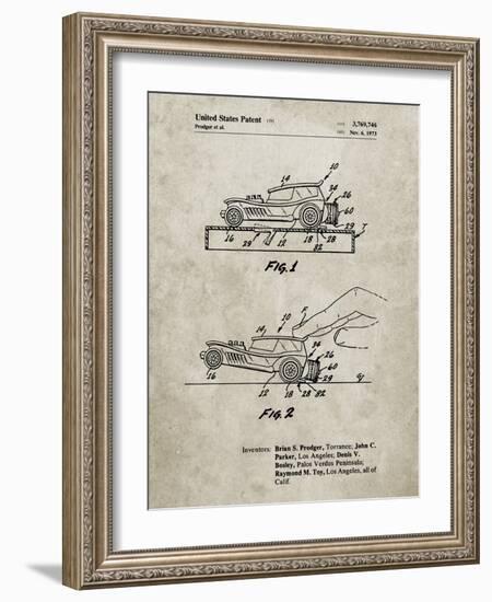 PP1020-Sandstone Rubber Band Toy Car Patent Poster-Cole Borders-Framed Giclee Print