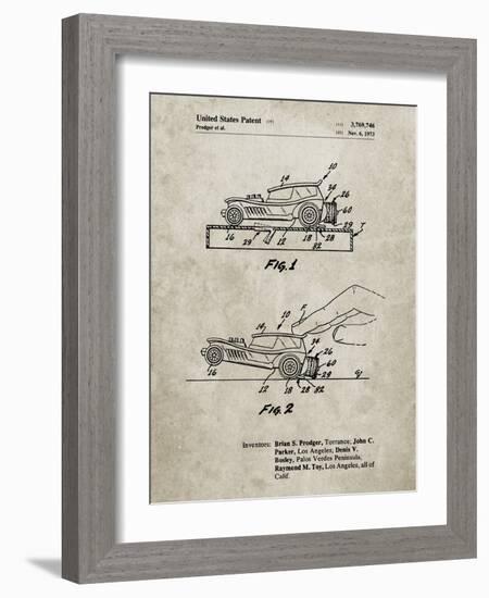 PP1020-Sandstone Rubber Band Toy Car Patent Poster-Cole Borders-Framed Giclee Print