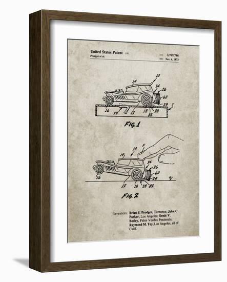 PP1020-Sandstone Rubber Band Toy Car Patent Poster-Cole Borders-Framed Giclee Print