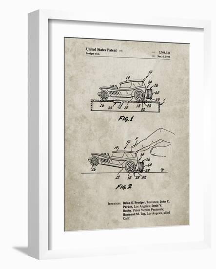 PP1020-Sandstone Rubber Band Toy Car Patent Poster-Cole Borders-Framed Giclee Print