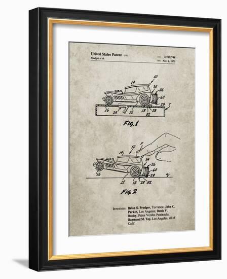 PP1020-Sandstone Rubber Band Toy Car Patent Poster-Cole Borders-Framed Giclee Print