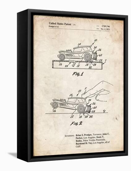 PP1020-Vintage Parchment Rubber Band Toy Car Patent Poster-Cole Borders-Framed Premier Image Canvas