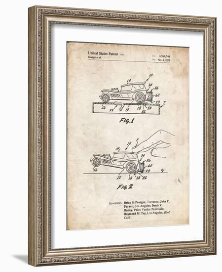 PP1020-Vintage Parchment Rubber Band Toy Car Patent Poster-Cole Borders-Framed Giclee Print