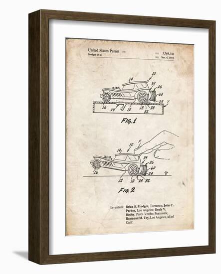 PP1020-Vintage Parchment Rubber Band Toy Car Patent Poster-Cole Borders-Framed Giclee Print