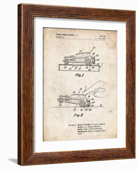 PP1020-Vintage Parchment Rubber Band Toy Car Patent Poster-Cole Borders-Framed Giclee Print