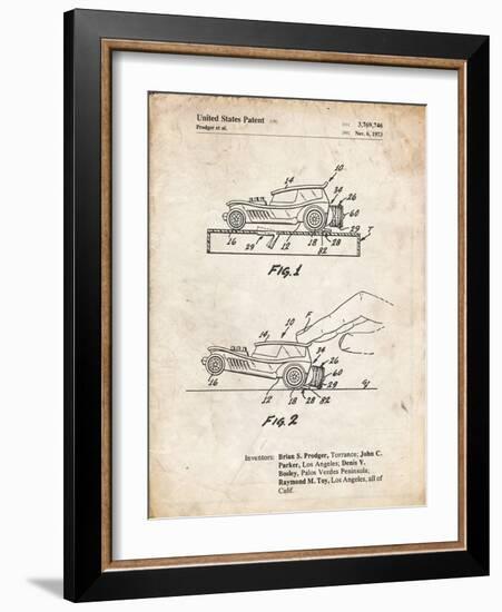 PP1020-Vintage Parchment Rubber Band Toy Car Patent Poster-Cole Borders-Framed Giclee Print