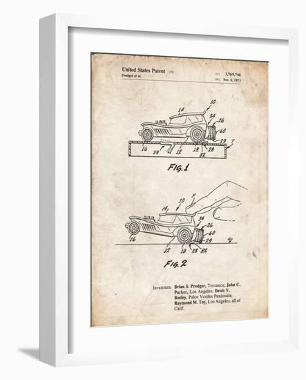 PP1020-Vintage Parchment Rubber Band Toy Car Patent Poster-Cole Borders-Framed Giclee Print