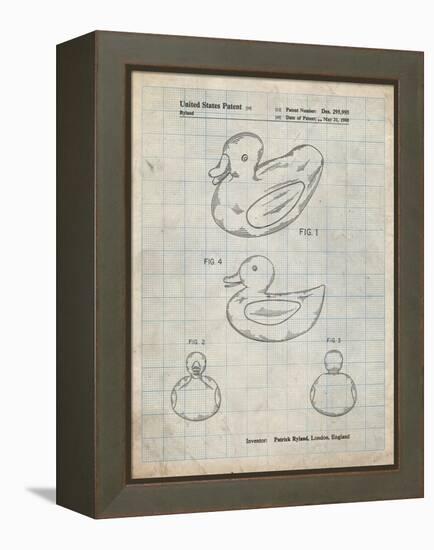 PP1021-Antique Grid Parchment Rubber Ducky Patent Poster-Cole Borders-Framed Premier Image Canvas