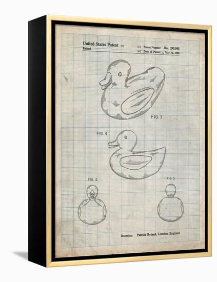 PP1021-Antique Grid Parchment Rubber Ducky Patent Poster-Cole Borders-Framed Premier Image Canvas