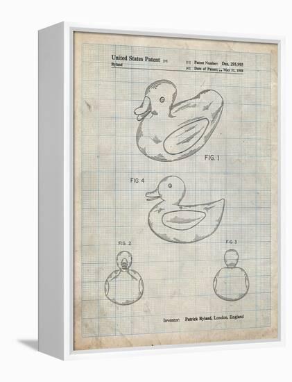 PP1021-Antique Grid Parchment Rubber Ducky Patent Poster-Cole Borders-Framed Premier Image Canvas