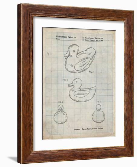 PP1021-Antique Grid Parchment Rubber Ducky Patent Poster-Cole Borders-Framed Giclee Print