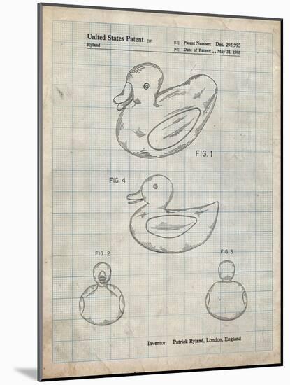 PP1021-Antique Grid Parchment Rubber Ducky Patent Poster-Cole Borders-Mounted Giclee Print