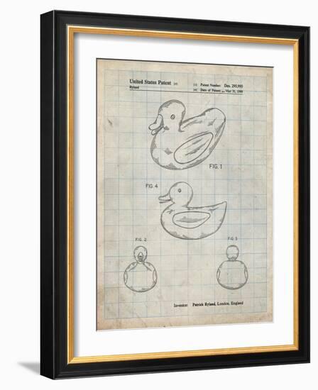 PP1021-Antique Grid Parchment Rubber Ducky Patent Poster-Cole Borders-Framed Giclee Print