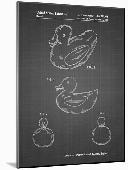 PP1021-Black Grid Rubber Ducky Patent Poster-Cole Borders-Mounted Giclee Print