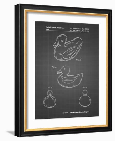 PP1021-Black Grid Rubber Ducky Patent Poster-Cole Borders-Framed Giclee Print