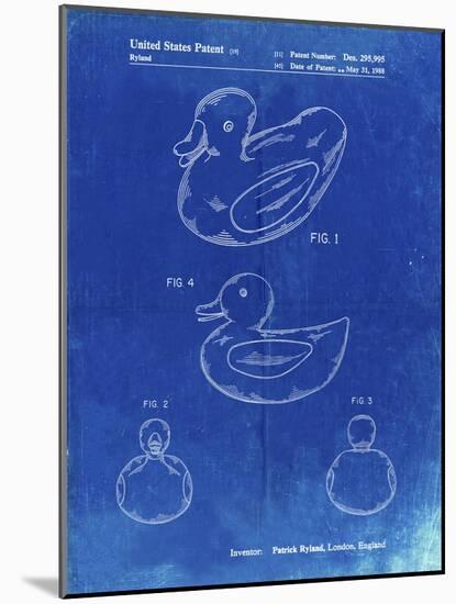 PP1021-Faded Blueprint Rubber Ducky Patent Poster-Cole Borders-Mounted Giclee Print