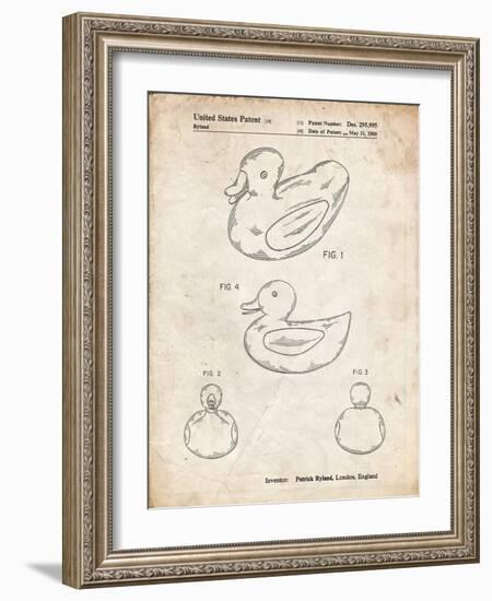 PP1021-Vintage Parchment Rubber Ducky Patent Poster-Cole Borders-Framed Giclee Print