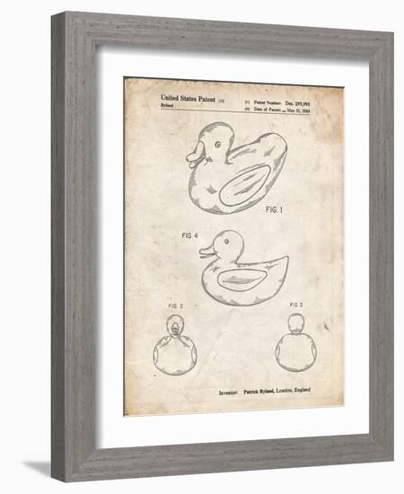 PP1021-Vintage Parchment Rubber Ducky Patent Poster-Cole Borders-Framed Giclee Print