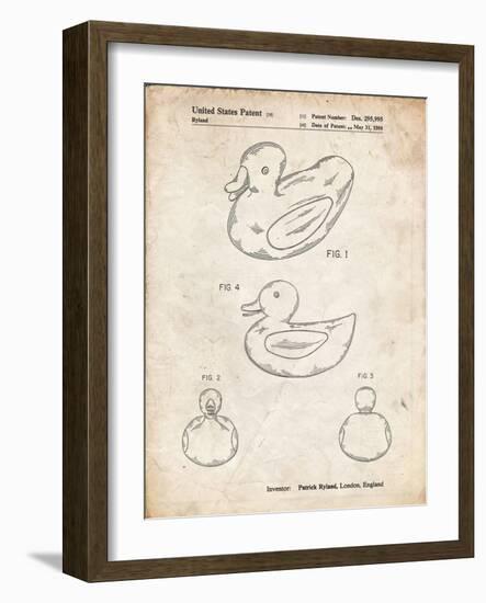 PP1021-Vintage Parchment Rubber Ducky Patent Poster-Cole Borders-Framed Giclee Print