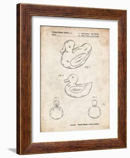 PP1021-Vintage Parchment Rubber Ducky Patent Poster-Cole Borders-Framed Giclee Print