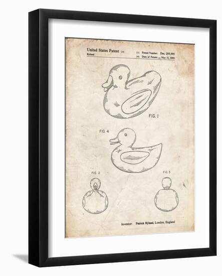 PP1021-Vintage Parchment Rubber Ducky Patent Poster-Cole Borders-Framed Giclee Print