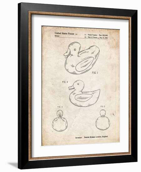 PP1021-Vintage Parchment Rubber Ducky Patent Poster-Cole Borders-Framed Giclee Print