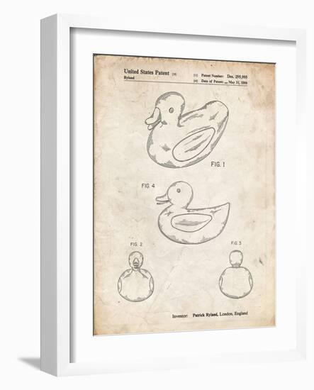 PP1021-Vintage Parchment Rubber Ducky Patent Poster-Cole Borders-Framed Giclee Print