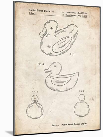 PP1021-Vintage Parchment Rubber Ducky Patent Poster-Cole Borders-Mounted Giclee Print