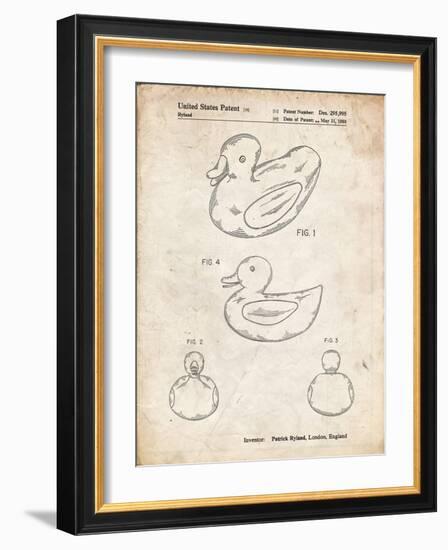 PP1021-Vintage Parchment Rubber Ducky Patent Poster-Cole Borders-Framed Giclee Print