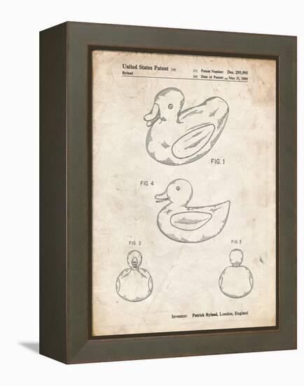 PP1021-Vintage Parchment Rubber Ducky Patent Poster-Cole Borders-Framed Premier Image Canvas