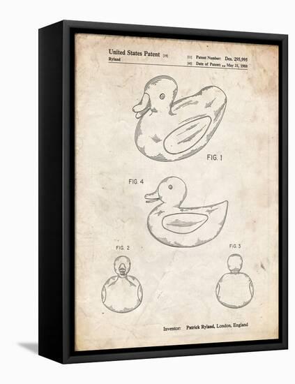 PP1021-Vintage Parchment Rubber Ducky Patent Poster-Cole Borders-Framed Premier Image Canvas