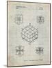 PP1022-Antique Grid Parchment Rubik's Cube Patent Poster-Cole Borders-Mounted Giclee Print