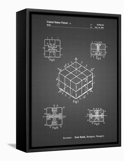 PP1022-Black Grid Rubik's Cube Patent Poster-Cole Borders-Framed Premier Image Canvas