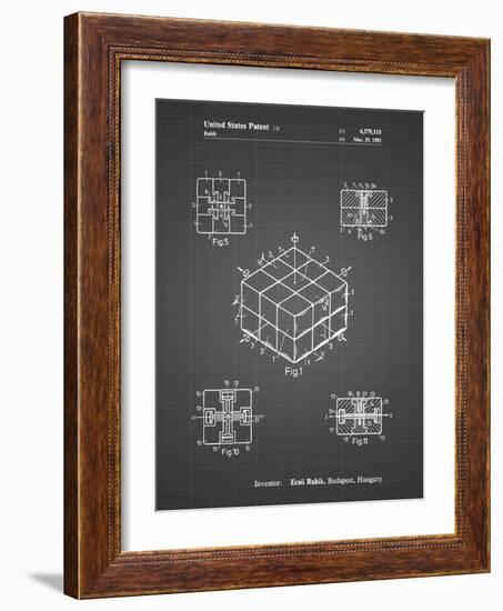 PP1022-Black Grid Rubik's Cube Patent Poster-Cole Borders-Framed Giclee Print