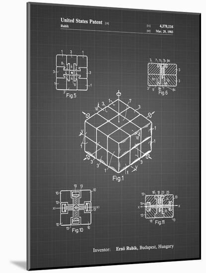 PP1022-Black Grid Rubik's Cube Patent Poster-Cole Borders-Mounted Giclee Print