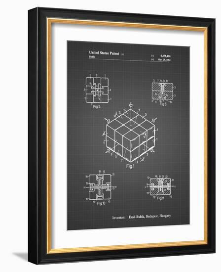 PP1022-Black Grid Rubik's Cube Patent Poster-Cole Borders-Framed Giclee Print