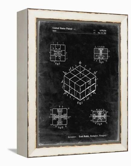 PP1022-Black Grunge Rubik's Cube Patent Poster-Cole Borders-Framed Premier Image Canvas