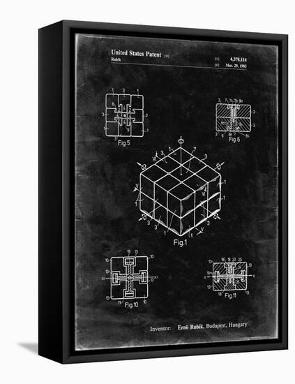 PP1022-Black Grunge Rubik's Cube Patent Poster-Cole Borders-Framed Premier Image Canvas